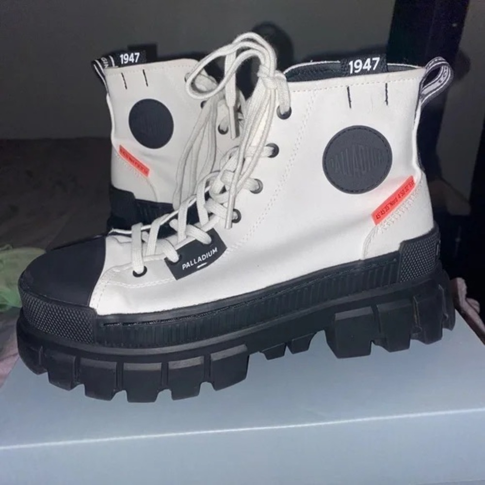 Palladium White and Black High-Top Sneakers